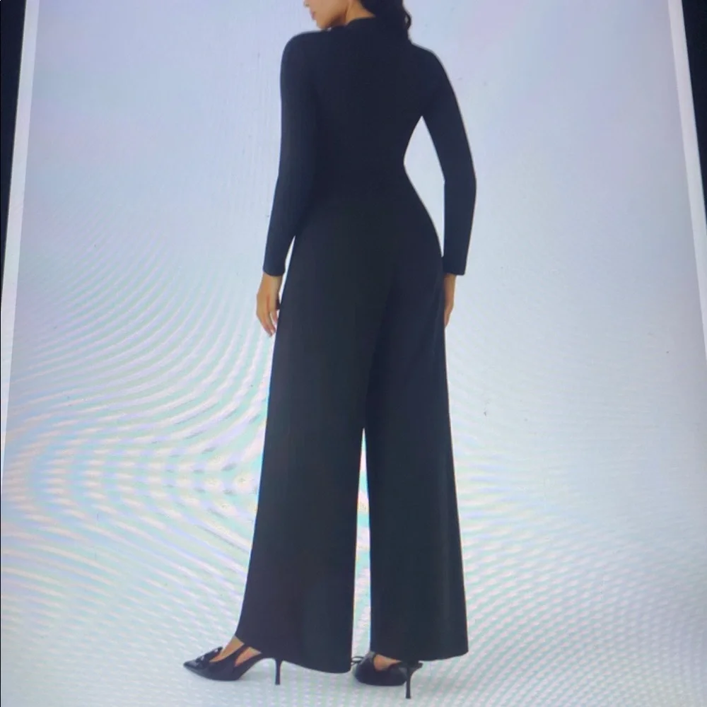 XLARGE.  HALARA LONG SLEEVE WIDE LEG EASY PEEZY JUMPSUIT - Picture 2 of 11